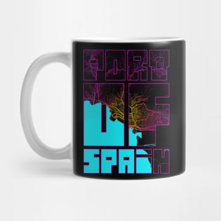 Port of Spain, Trinidad and Tobago City Map Typography - Neon Mug